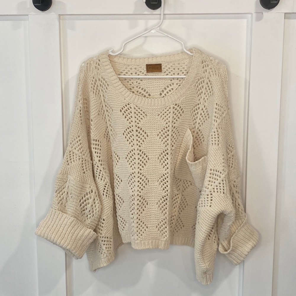 POL cream white knit oversized drop shoulder sweater